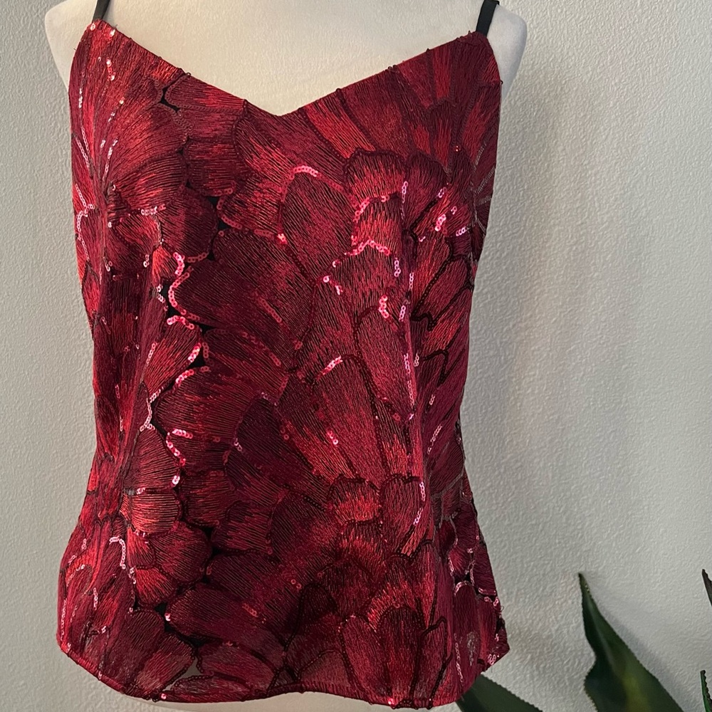 White House Black Market red sparkly sequin cami. Beautiful and new with tag!!